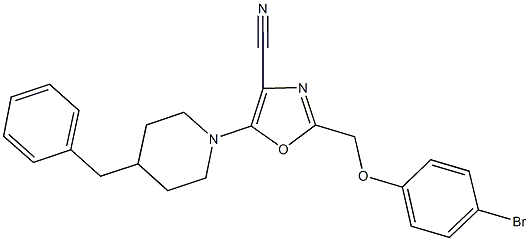 5-(4-benzyl-1-piperidinyl)-2-[(4-bromophenoxy)methyl]-1,3-oxazole-4-carbonitrile 化学構造式