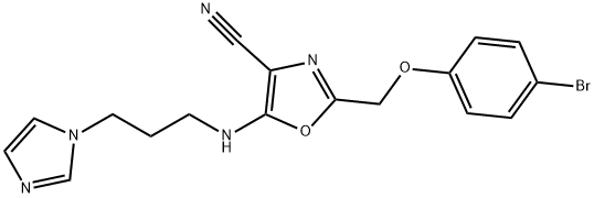 2-[(4-bromophenoxy)methyl]-5-{[3-(1H-imidazol-1-yl)propyl]amino}-1,3-oxazole-4-carbonitrile Structure