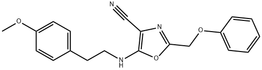 5-{[2-(4-methoxyphenyl)ethyl]amino}-2-(phenoxymethyl)-1,3-oxazole-4-carbonitrile 化学構造式