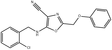5-[(2-chlorobenzyl)amino]-2-(phenoxymethyl)-1,3-oxazole-4-carbonitrile 结构式