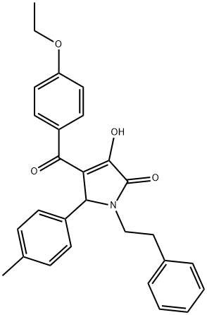 4-(4-ethoxybenzoyl)-3-hydroxy-5-(4-methylphenyl)-1-(2-phenylethyl)-1,5-dihydro-2H-pyrrol-2-one 结构式