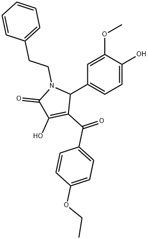 4-(4-ethoxybenzoyl)-3-hydroxy-5-(4-hydroxy-3-methoxyphenyl)-1-(2-phenylethyl)-1,5-dihydro-2H-pyrrol-2-one Structure