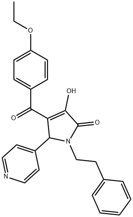 4-(4-ethoxybenzoyl)-3-hydroxy-1-(2-phenylethyl)-5-pyridin-4-yl-1,5-dihydro-2H-pyrrol-2-one 化学構造式