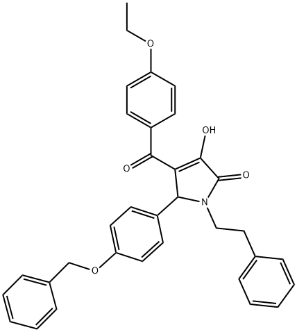 5-[4-(benzyloxy)phenyl]-4-(4-ethoxybenzoyl)-3-hydroxy-1-(2-phenylethyl)-1,5-dihydro-2H-pyrrol-2-one Struktur