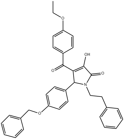 5-[4-(benzyloxy)phenyl]-4-(4-ethoxybenzoyl)-3-hydroxy-1-(2-phenylethyl)-1,5-dihydro-2H-pyrrol-2-one,607337-62-2,结构式