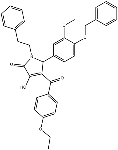 5-[4-(benzyloxy)-3-methoxyphenyl]-4-(4-ethoxybenzoyl)-3-hydroxy-1-(2-phenylethyl)-1,5-dihydro-2H-pyrrol-2-one,607337-65-5,结构式