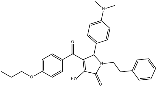 5-[4-(dimethylamino)phenyl]-3-hydroxy-1-(2-phenylethyl)-4-(4-propoxybenzoyl)-1,5-dihydro-2H-pyrrol-2-one,607338-13-6,结构式