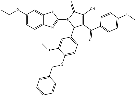 5-[4-(benzyloxy)-3-methoxyphenyl]-1-(6-ethoxy-1,3-benzothiazol-2-yl)-3-hydroxy-4-(4-methoxybenzoyl)-1,5-dihydro-2H-pyrrol-2-one Structure