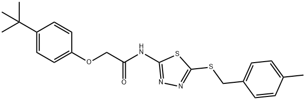 2-(4-tert-butylphenoxy)-N-{5-[(4-methylbenzyl)sulfanyl]-1,3,4-thiadiazol-2-yl}acetamide,607696-83-3,结构式