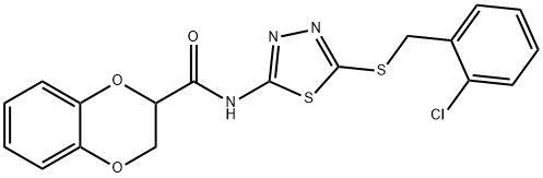 N-{5-[(2-chlorobenzyl)sulfanyl]-1,3,4-thiadiazol-2-yl}-2,3-dihydro-1,4-benzodioxine-2-carboxamide,607697-85-8,结构式