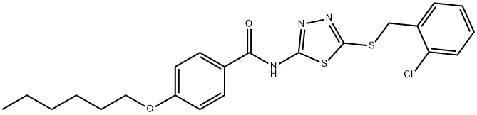 N-{5-[(2-chlorobenzyl)sulfanyl]-1,3,4-thiadiazol-2-yl}-4-(hexyloxy)benzamide Structure