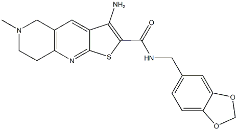 3-amino-N-(1,3-benzodioxol-5-ylmethyl)-6-methyl-5,6,7,8-tetrahydrothieno[2,3-b][1,6]naphthyridine-2-carboxamide 结构式