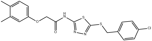 N-{5-[(4-chlorobenzyl)sulfanyl]-1,3,4-thiadiazol-2-yl}-2-(3,4-dimethylphenoxy)acetamide Struktur