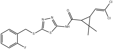 3-(2,2-dichlorovinyl)-N-{5-[(2-fluorobenzyl)sulfanyl]-1,3,4-thiadiazol-2-yl}-2,2-dimethylcyclopropanecarboxamide,607701-38-2,结构式