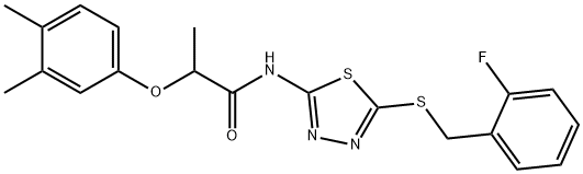 2-(3,4-dimethylphenoxy)-N-{5-[(2-fluorobenzyl)sulfanyl]-1,3,4-thiadiazol-2-yl}propanamide 结构式