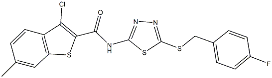 607703-32-2 3-chloro-N-{5-[(4-fluorobenzyl)sulfanyl]-1,3,4-thiadiazol-2-yl}-6-methyl-1-benzothiophene-2-carboxamide