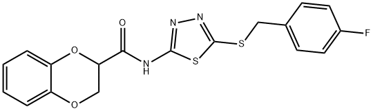 N-{5-[(4-fluorobenzyl)sulfanyl]-1,3,4-thiadiazol-2-yl}-2,3-dihydro-1,4-benzodioxine-2-carboxamide Struktur