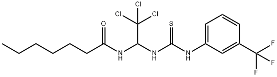 N-[2,2,2-trichloro-1-({[3-(trifluoromethyl)anilino]carbothioyl}amino)ethyl]heptanamide Struktur