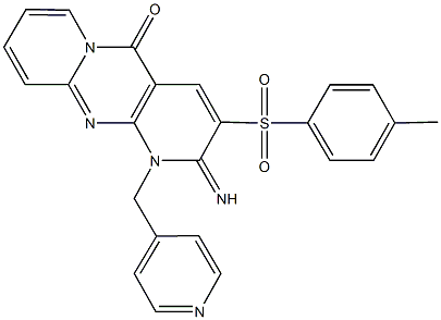 2-imino-3-[(4-methylphenyl)sulfonyl]-1-(4-pyridinylmethyl)-1,2-dihydro-5H-dipyrido[1,2-a:2,3-d]pyrimidin-5-one 化学構造式