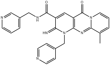 2-imino-10-methyl-5-oxo-N-(3-pyridinylmethyl)-1-(4-pyridinylmethyl)-1,5-dihydro-2H-dipyrido[1,2-a:2,3-d]pyrimidine-3-carboxamide Structure