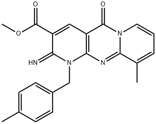 methyl 2-imino-10-methyl-1-(4-methylbenzyl)-5-oxo-1,5-dihydro-2H-dipyrido[1,2-a:2,3-d]pyrimidine-3-carboxylate Structure