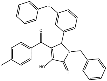 1-benzyl-3-hydroxy-4-(4-methylbenzoyl)-5-(3-phenoxyphenyl)-1,5-dihydro-2H-pyrrol-2-one Struktur