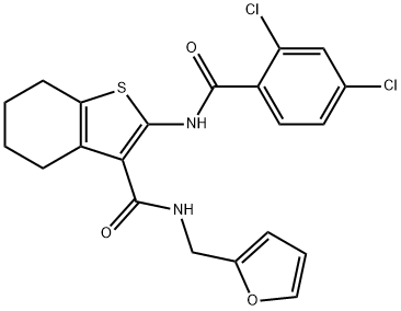 2-[(2,4-dichlorobenzoyl)amino]-N-(2-furylmethyl)-4,5,6,7-tetrahydro-1-benzothiophene-3-carboxamide,608119-11-5,结构式