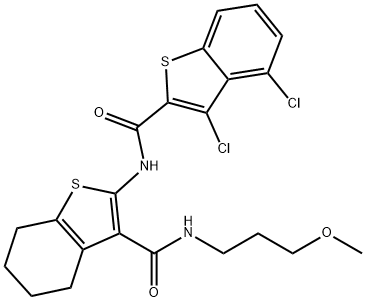 3,4-dichloro-N-(3-{[(3-methoxypropyl)amino]carbonyl}-4,5,6,7-tetrahydro-1-benzothien-2-yl)-1-benzothiophene-2-carboxamide,608121-57-9,结构式