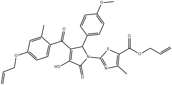 allyl 2-[3-[4-(allyloxy)-2-methylbenzoyl]-4-hydroxy-2-(4-methoxyphenyl)-5-oxo-2,5-dihydro-1H-pyrrol-1-yl]-4-methyl-1,3-thiazole-5-carboxylate Structure