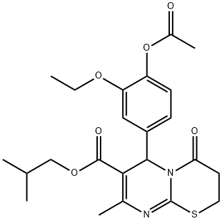 isobutyl 6-[4-(acetyloxy)-3-ethoxyphenyl]-8-methyl-4-oxo-3,4-dihydro-2H,6H-pyrimido[2,1-b][1,3]thiazine-7-carboxylate Struktur