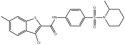 3-chloro-6-methyl-N-{4-[(2-methylpiperidin-1-yl)sulfonyl]phenyl}-1-benzothiophene-2-carboxamide Structure