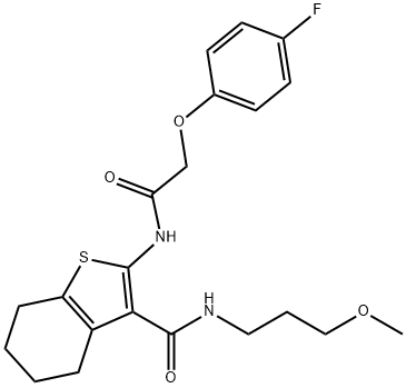 2-{[(4-fluorophenoxy)acetyl]amino}-N-(3-methoxypropyl)-4,5,6,7-tetrahydro-1-benzothiophene-3-carboxamide 结构式