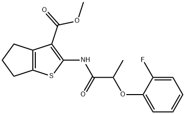 methyl 2-{[2-(2-fluorophenoxy)propanoyl]amino}-5,6-dihydro-4H-cyclopenta[b]thiophene-3-carboxylate Struktur
