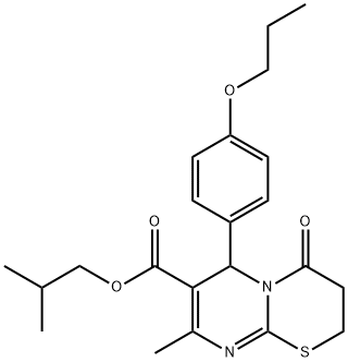 isobutyl 8-methyl-4-oxo-6-(4-propoxyphenyl)-3,4-dihydro-2H,6H-pyrimido[2,1-b][1,3]thiazine-7-carboxylate Structure