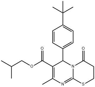 isobutyl 6-(4-tert-butylphenyl)-8-methyl-4-oxo-3,4-dihydro-2H,6H-pyrimido[2,1-b][1,3]thiazine-7-carboxylate,608494-25-3,结构式