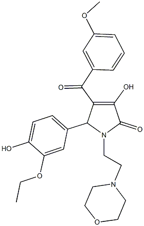 5-(3-ethoxy-4-hydroxyphenyl)-3-hydroxy-4-(3-methoxybenzoyl)-1-(2-morpholin-4-ylethyl)-1,5-dihydro-2H-pyrrol-2-one,608506-71-4,结构式