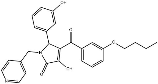 4-(3-butoxybenzoyl)-3-hydroxy-5-(3-hydroxyphenyl)-1-(4-pyridinylmethyl)-1,5-dihydro-2H-pyrrol-2-one 结构式