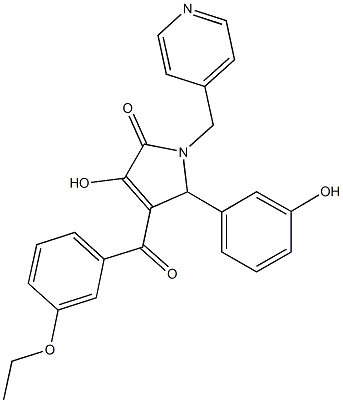 4-(3-ethoxybenzoyl)-3-hydroxy-5-(3-hydroxyphenyl)-1-(4-pyridinylmethyl)-1,5-dihydro-2H-pyrrol-2-one Structure