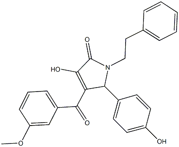 3-hydroxy-5-(4-hydroxyphenyl)-4-(3-methoxybenzoyl)-1-(2-phenylethyl)-1,5-dihydro-2H-pyrrol-2-one 结构式