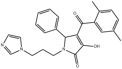 4-(2,5-dimethylbenzoyl)-3-hydroxy-1-[3-(1H-imidazol-1-yl)propyl]-5-phenyl-1,5-dihydro-2H-pyrrol-2-one,609332-15-2,结构式