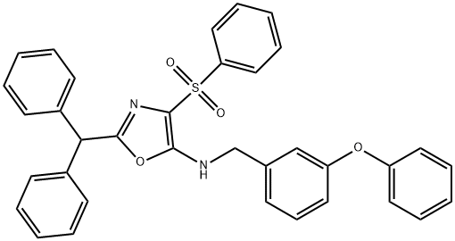 N-[2-benzhydryl-4-(phenylsulfonyl)-1,3-oxazol-5-yl]-N-(3-phenoxybenzyl)amine Structure