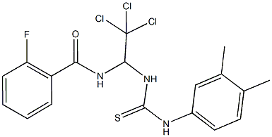 2-fluoro-N-(2,2,2-trichloro-1-{[(3,4-dimethylanilino)carbothioyl]amino}ethyl)benzamide Struktur