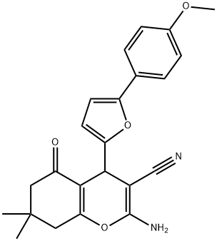 2-amino-4-[5-(4-methoxyphenyl)-2-furyl]-7,7-dimethyl-5-oxo-5,6,7,8-tetrahydro-4H-chromene-3-carbonitrile 结构式