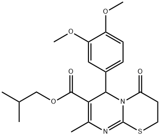 isobutyl 6-(3,4-dimethoxyphenyl)-8-methyl-4-oxo-3,4-dihydro-2H,6H-pyrimido[2,1-b][1,3]thiazine-7-carboxylate Struktur