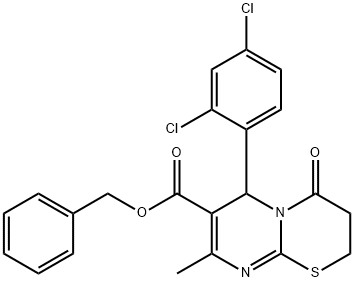 benzyl6-(2,4-dichlorophenyl)-8-methyl-4-oxo-3,4-dihydro-2H,6H-pyrimido[2,1-b][1,3]thiazine-7-carboxylate Struktur