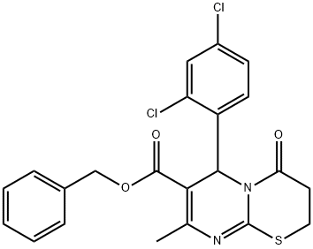 benzyl6-(2,4-dichlorophenyl)-8-methyl-4-oxo-3,4-dihydro-2H,6H-pyrimido[2,1-b][1,3]thiazine-7-carboxylate 结构式