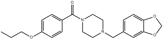 4-{[4-(1,3-benzodioxol-5-ylmethyl)-1-piperazinyl]carbonyl}phenyl propyl ether 化学構造式