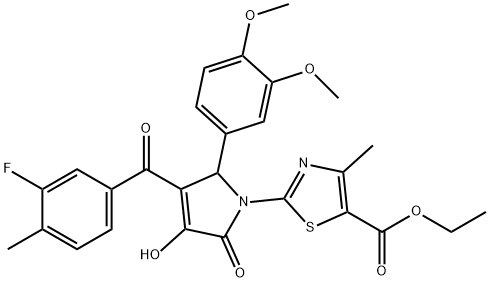 ethyl 2-[2-(3,4-dimethoxyphenyl)-3-(3-fluoro-4-methylbenzoyl)-4-hydroxy-5-oxo-2,5-dihydro-1H-pyrrol-1-yl]-4-methyl-1,3-thiazole-5-carboxylate,609795-51-9,结构式