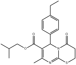 isobutyl 6-(4-ethylphenyl)-8-methyl-4-oxo-3,4-dihydro-2H,6H-pyrimido[2,1-b][1,3]thiazine-7-carboxylate,609795-55-3,结构式