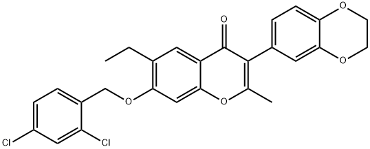 7-[(2,4-dichlorobenzyl)oxy]-3-(2,3-dihydro-1,4-benzodioxin-6-yl)-6-ethyl-2-methyl-4H-chromen-4-one Structure